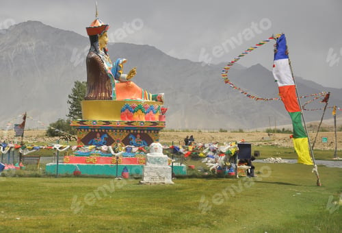 Preview: Side view of Guru Padmasambhava statue in Sani village, Padum, Zanskar Valley, Ladakh, INDIA