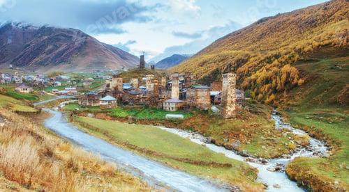 Preview: Fantastic beauty of the town between the mountains in Georgia Europe