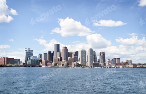 Preview: Boston cityscape from the water, Boston, Massachusetts, USA.