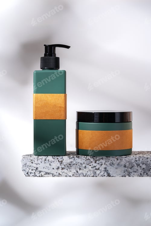 Preview: Cosmetic package dispenser with granite stone studio shot