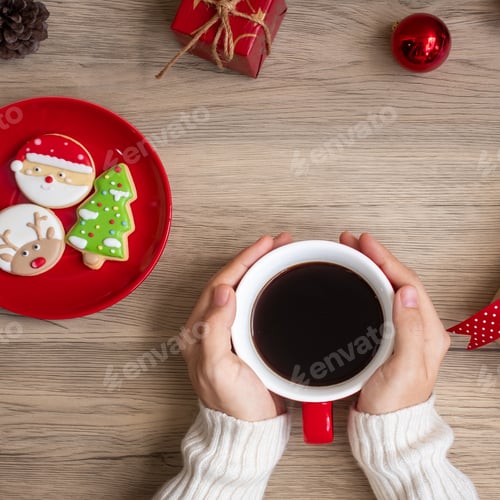Preview: Merry Christmas with homemade cookies and coffee cup