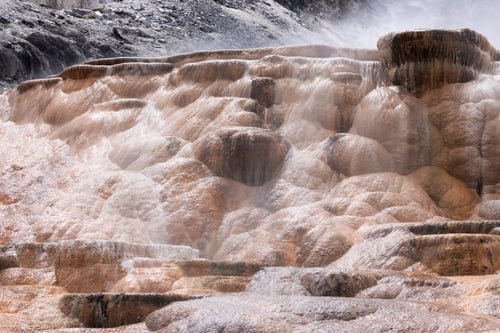 Preview: Hot Spring Landscape with colorful ground formation. Mammoth Hot Springs, Yellowstone