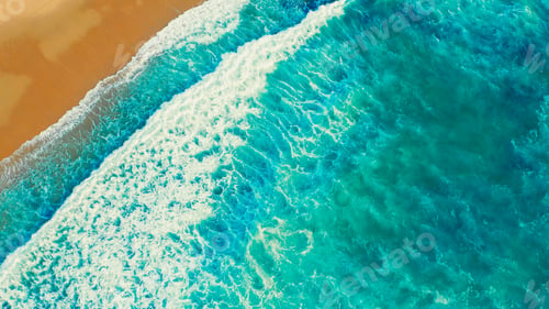 Preview: Beautiful ocean beach with yellow sand, aerial view.