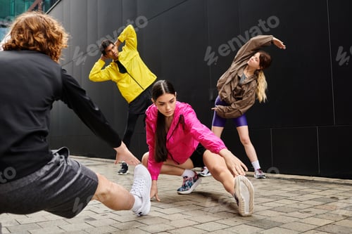 Preview: Dynamic stretching session with young athletes in an urban setting during early morning hours