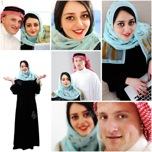 Preview: Collage Of Arabic Couple, Wife And Husband