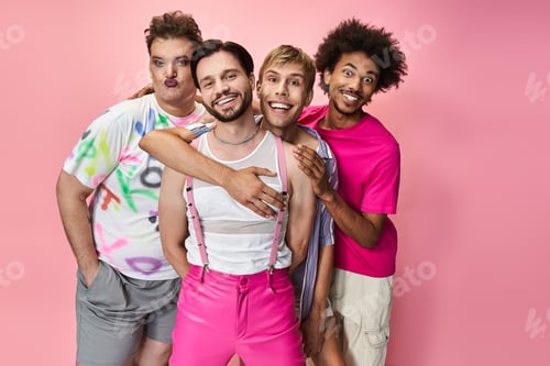 Preview: Celebration of queer joy and pride with vibrant colors and cheerful expressions in a fun setting