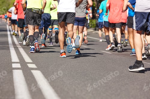 Preview: Marathon runners on the street. Healthy lifestyle. Athletes