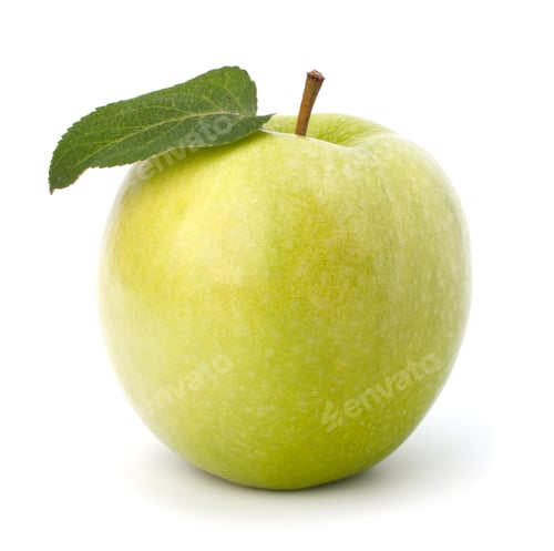 Preview: Sweet green apple with leaf