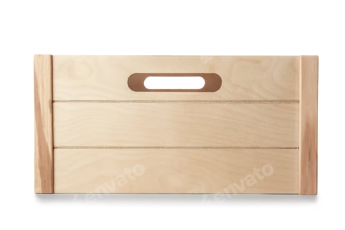Preview: Wooden crate on white background. Shipping container