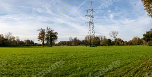 Preview: Majestic landscape of a green meadow field against the blue sky