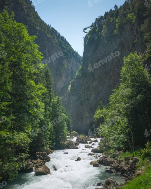 Preview: The stream in the ravine of Pré Saint Didier. Aosta valley, Italy