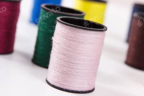 Preview: Colorful spools of thread. Accessories for needlework