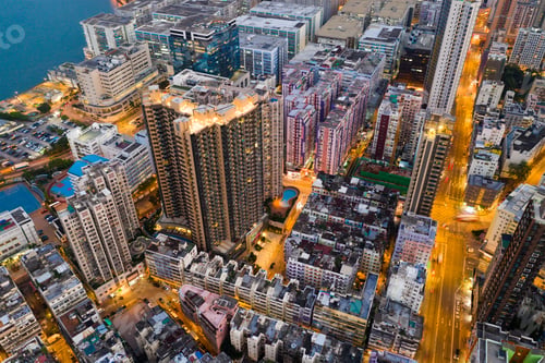 Preview: To Kwa Wan, Hong Kong, 10 May 2019: Top view of Hong Kong city at night