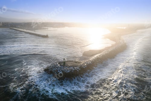 Preview: Aerial view at dawn of the port of Viareggio Italy