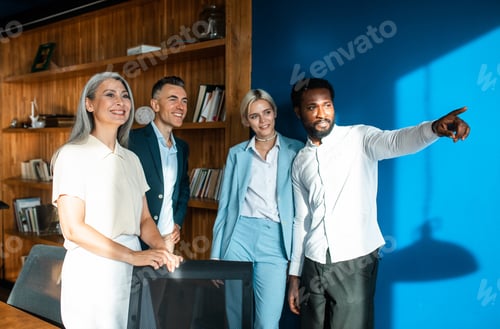 Preview: cinematic image of a multiethnic business team
