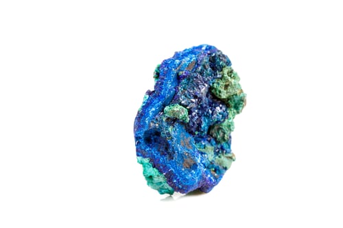 Preview: Macro mineral stone malachite with azurite on white background