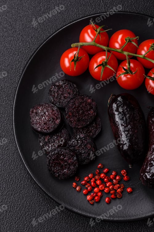 Preview: Delicious black blood sausage or black pudding with spices