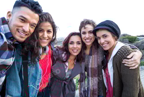 Vista previa: Retrato de un joven y cuatro hermanas adultas