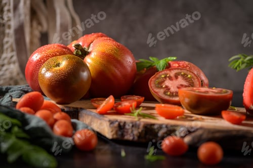 Preview: Tomatoes on rustic kitchen counter