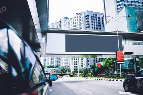 Preview: Empty banner over roadway in modern city