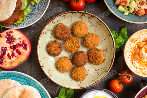 Preview: Table served with middle eastern traditional dishes