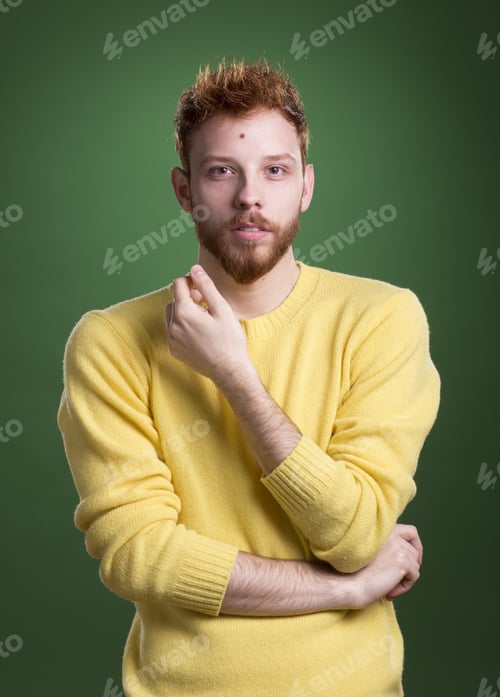 Preview: Red Hair Male Model Portrait, Chroma Key Background.
