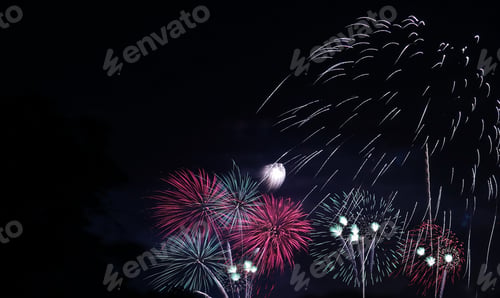 Preview: Colorful Firework On Black Background