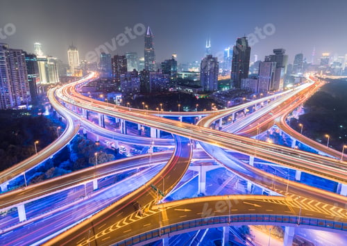 Preview: night view of city interchange