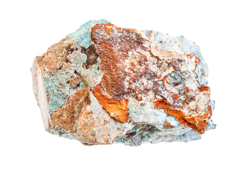 Preview: unpolished Scorodite rock isolated on white