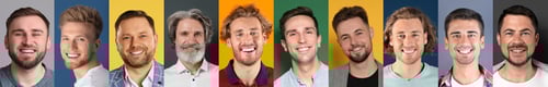 Preview: Portraits of Smiling Men Against Colorful Backgrounds