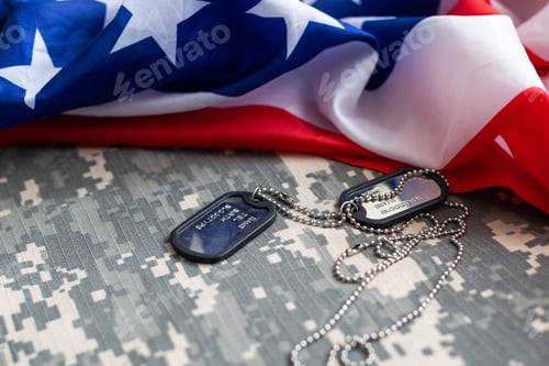 Preview: Memorial Day with Military Dog Tags and Flag