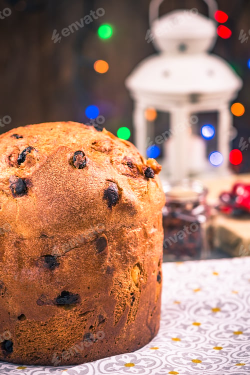 Preview: Panettone cake on festive table