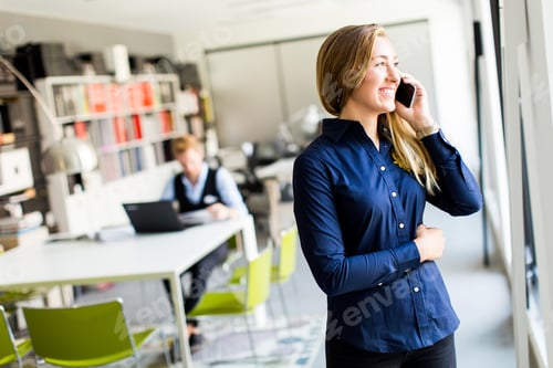 Preview: Woman with telephone in the office