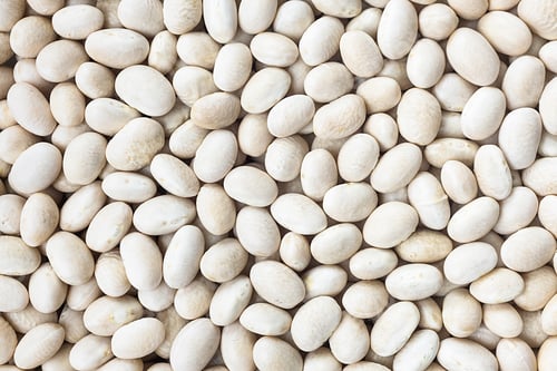 Preview: Navy, haricot, white pea, white kidney or Cannellini beans texture background or pattern. Raw food.