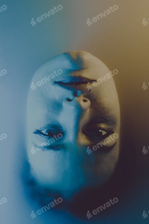 Preview: Abstract Portrait of a Woman with Blue Lighting