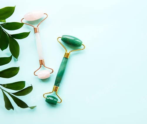 Jade and Rose Quartz Facial Rollers for Skincare
