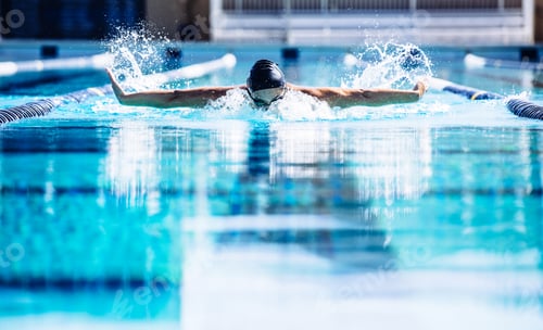 Preview: Swimmers doing butterfly stroke in lane
