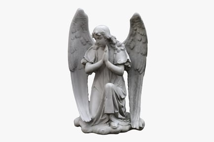 Preview: Kneeling Angel Statue with Wings