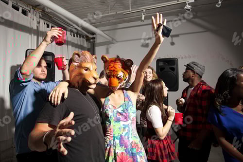 Preview: Partygoers having fun at a costume party