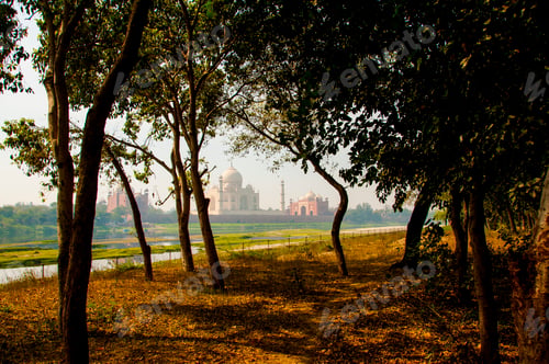 Preview: Taj Mahal as seen from across the Yamuna River, Agra, India.