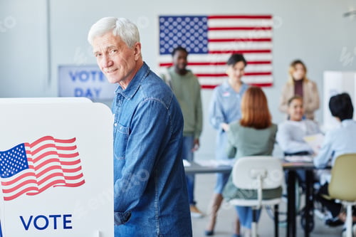 Preview: Senior Man Voting Side View