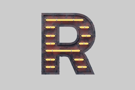 Preview: Rusty letter r with lights
