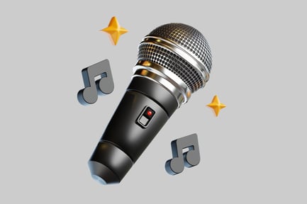 Preview: Cartoon microphone with music notes