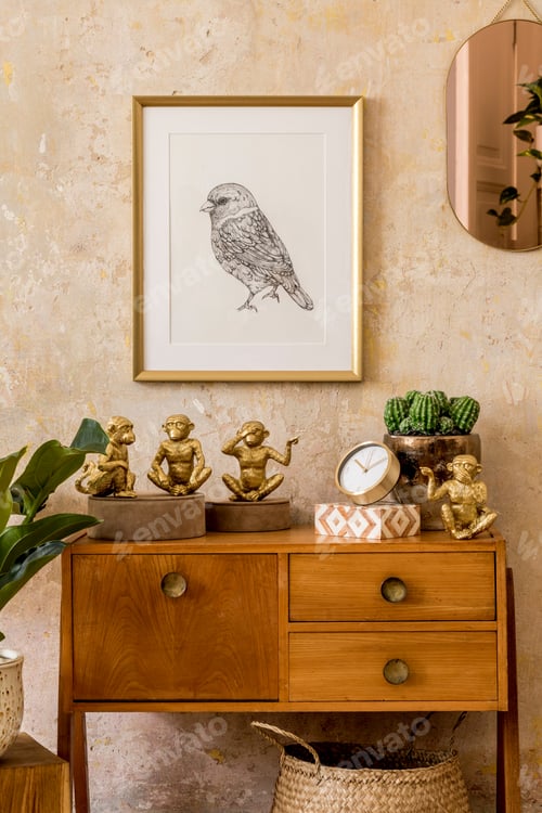Preview: Retro composition of living room interior