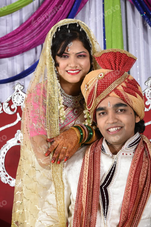 Preview: Indian Bride and Groom in romantic pose at their wedding day