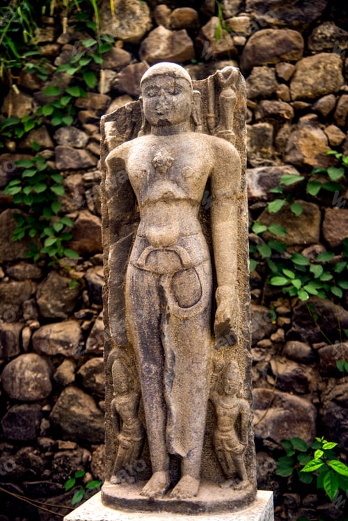 Preview: Ancient stone sculpture at Daulatabad Fort, India.