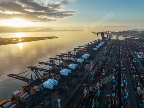Preview: Aerial view of Yantian container terminal in Shenzhen city, China