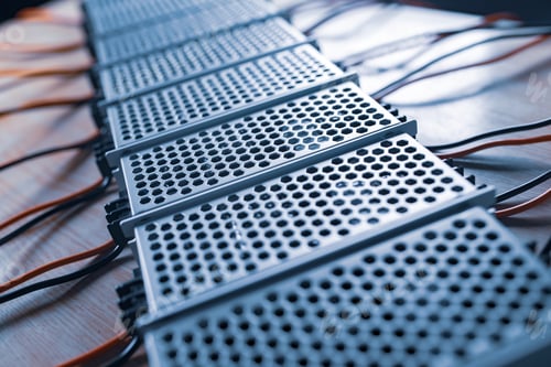 Preview: Close up of the metal mesh cases of power supply