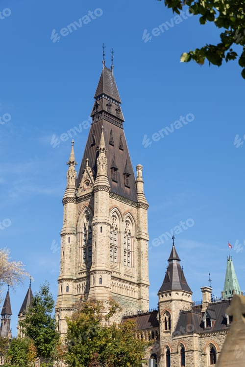 Preview: West block of Canadian Parliament on Parliament Hill in Ottawa, Canada. House of Commons.