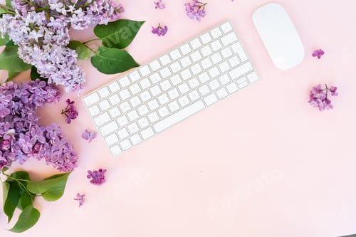 Preview: Top view home office workspace
